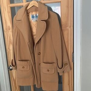 Vintage Styled by Davis Boston Jonathan Logan Tan Pea Coat Sz Large